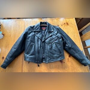 Vintage Easyriders Leather Biker Motorcycle Jacket Side Laces Back Armor L EXC